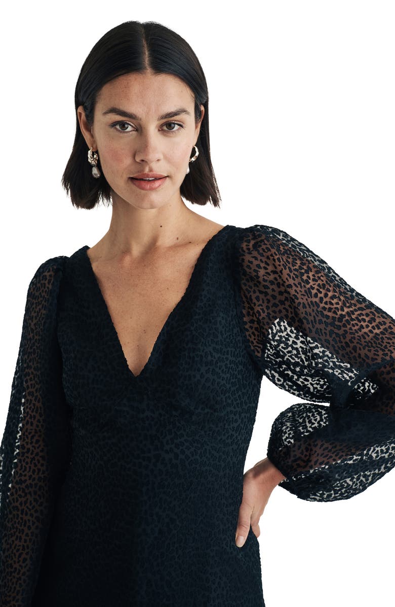 Nobody's Child Zendaya Animal Spot Burnout Long Sleeve Minidress, Alternate, color,