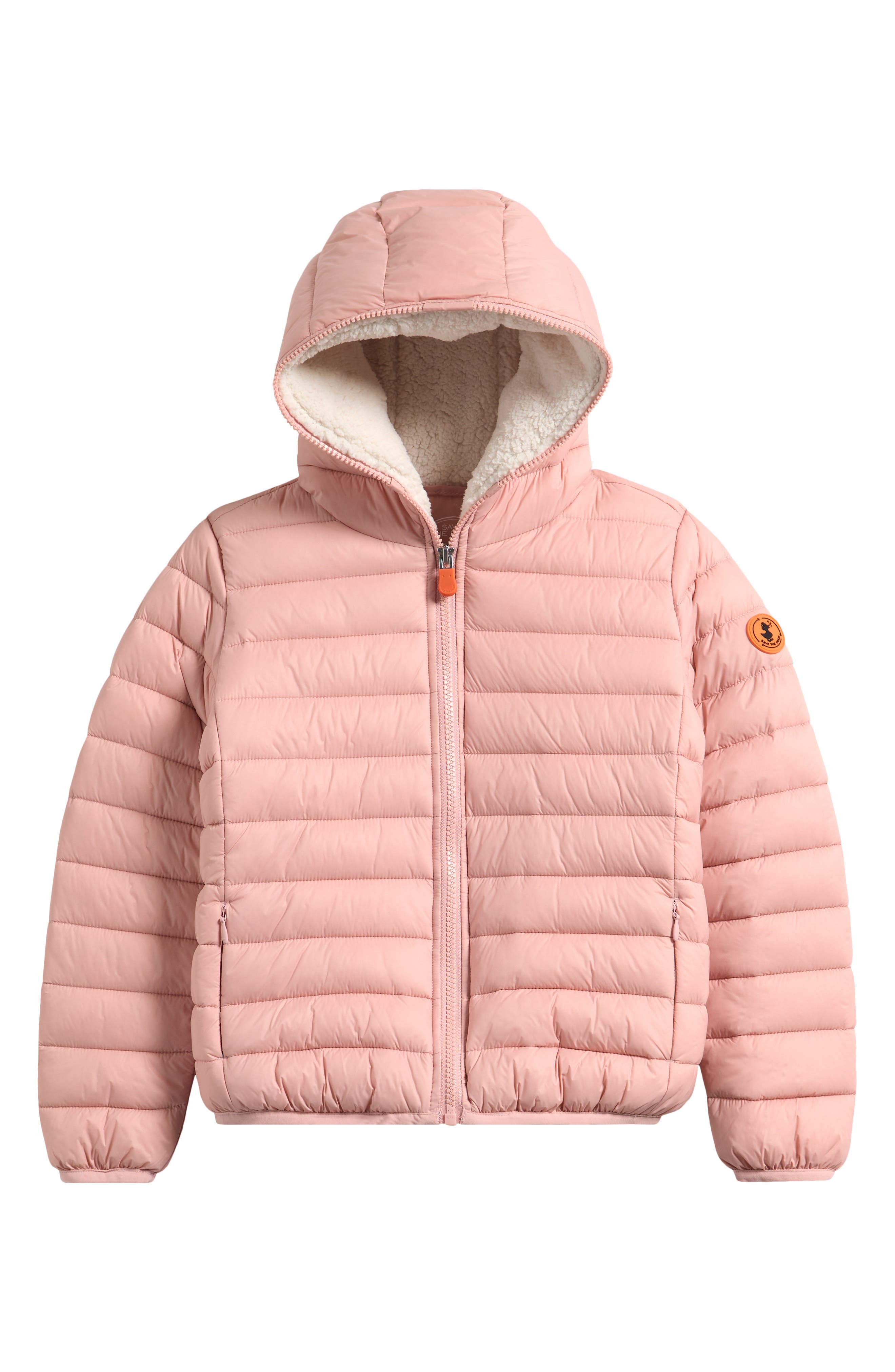 Save The Duck Kids' Leci Hooded Faux Shearling Lined Puffer Jacket