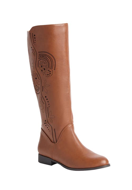 Comfortview The Lili Tall Wide Calf Boot In Brown
