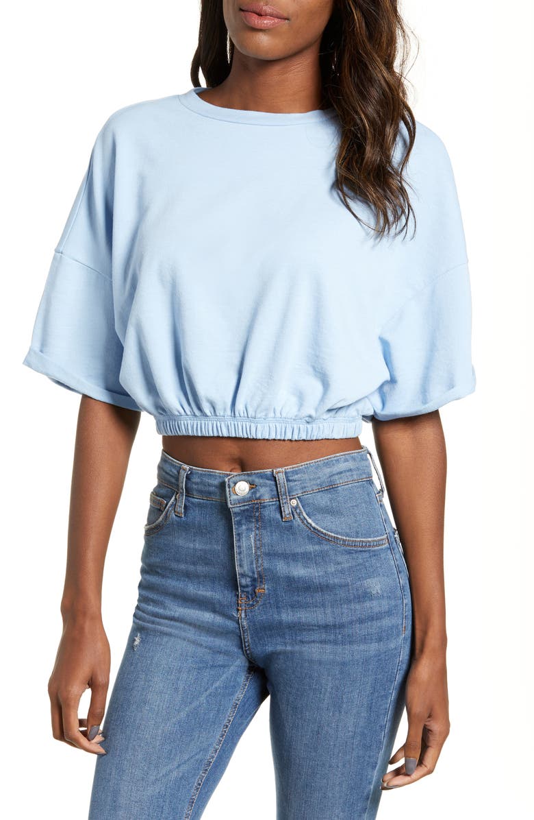 BP. Vintage Wash Crop Short Sleeve Sweatshirt, Main, color, 