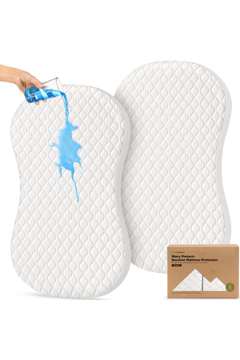 2-Pack Mavy Protect+ Waterproof Bassinet Mattress Protectors, Main, color, Soft White
