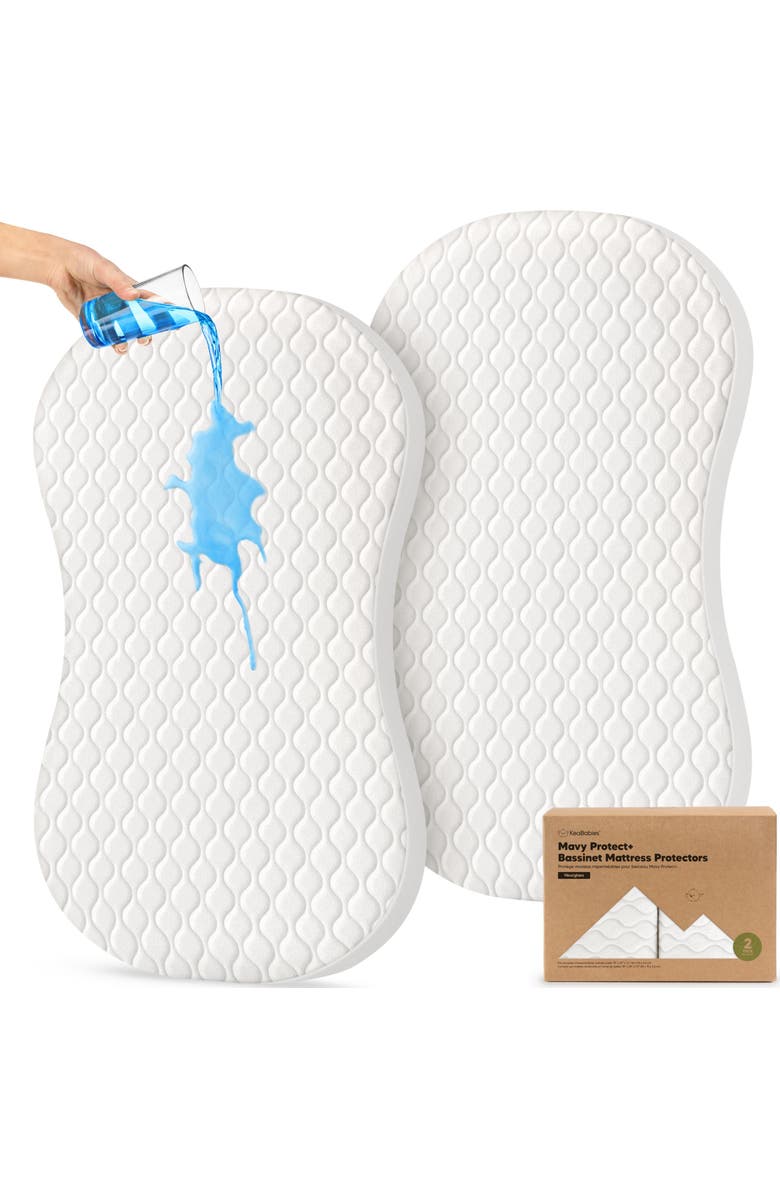 KeaBabies 2-Pack Mavy Protect+ Waterproof Bassinet Mattress Protectors, Main, color, Soft White