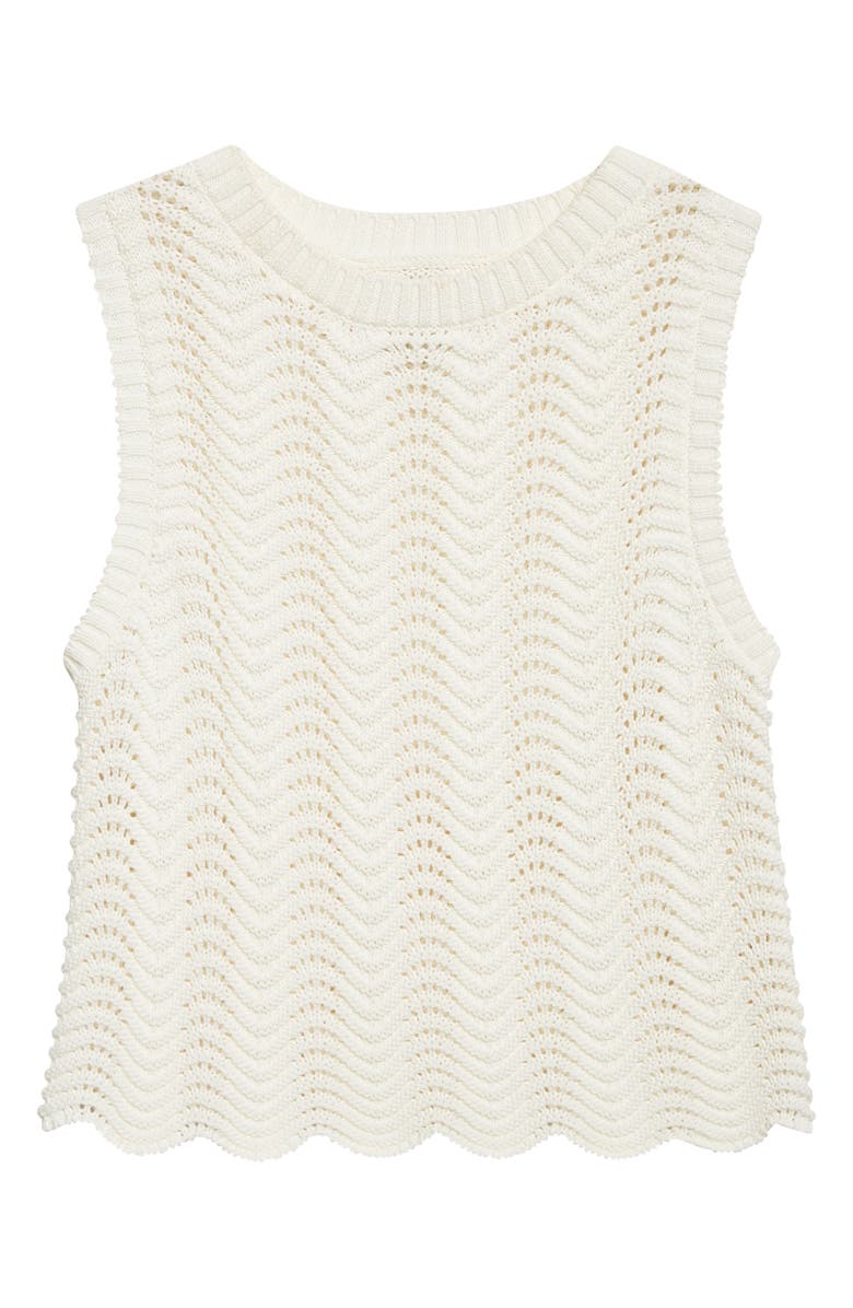 LOULOU DE SAISON Vittoria Open Knit Cotton Sleeveless Sweater, Alternate, color, Ivory
