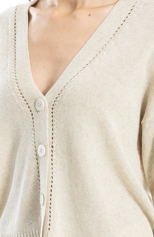 Max Studio Pointelle Detail Cardigan In Oyster