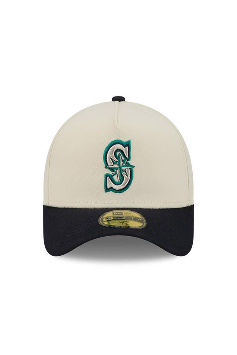 Men's New Era  Cream Seattle Mariners Chrome A-Frame 59FORTY Fitted Hat, Alternate, color, Cream