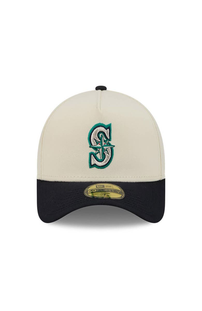 New Era Men's New Era Cream Seattle Mariners Chrome A-Frame 59FORTY Fitted Hat, Alternate, color, Cream
