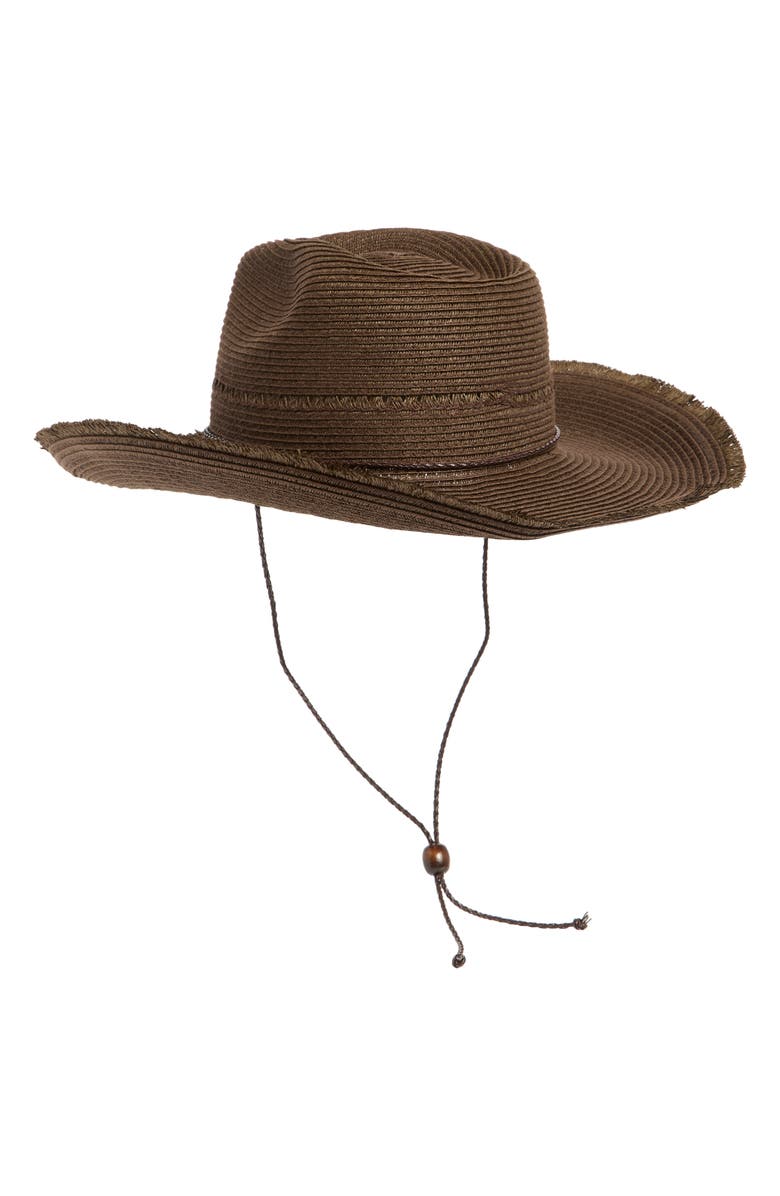 Vince Camuto Chin Strap Cowboy Hat, Alternate, color, Chocolate