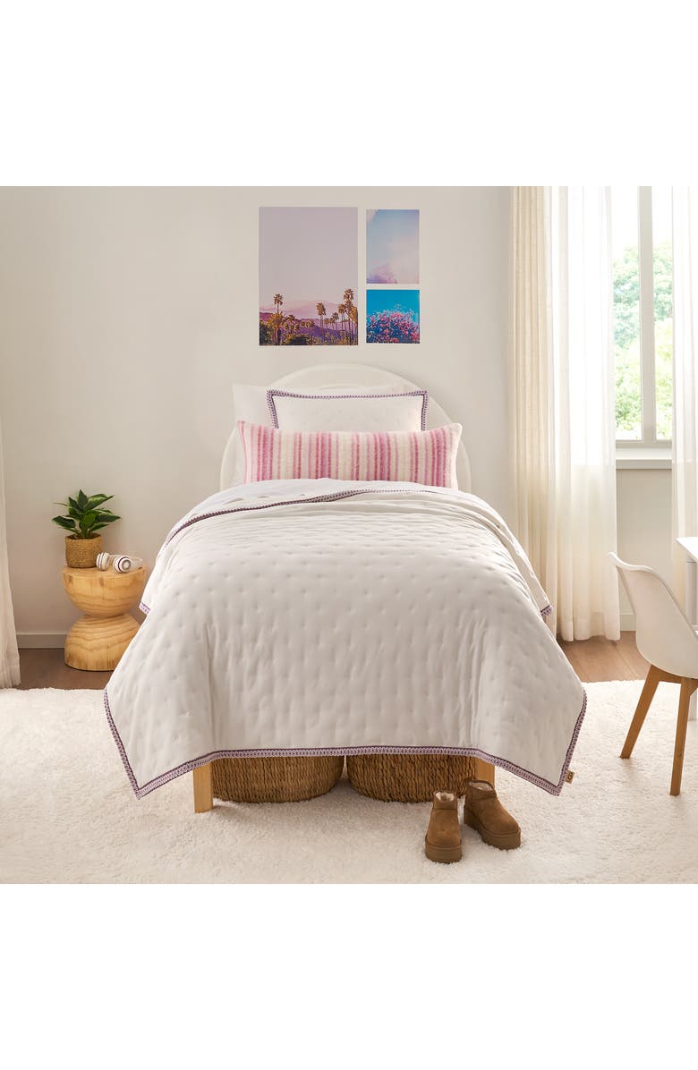 UGG<sup>®</sup> Devon UGGBraid Quilt & Shams Set, Alternate, color, Snow/ Dusty Orchid