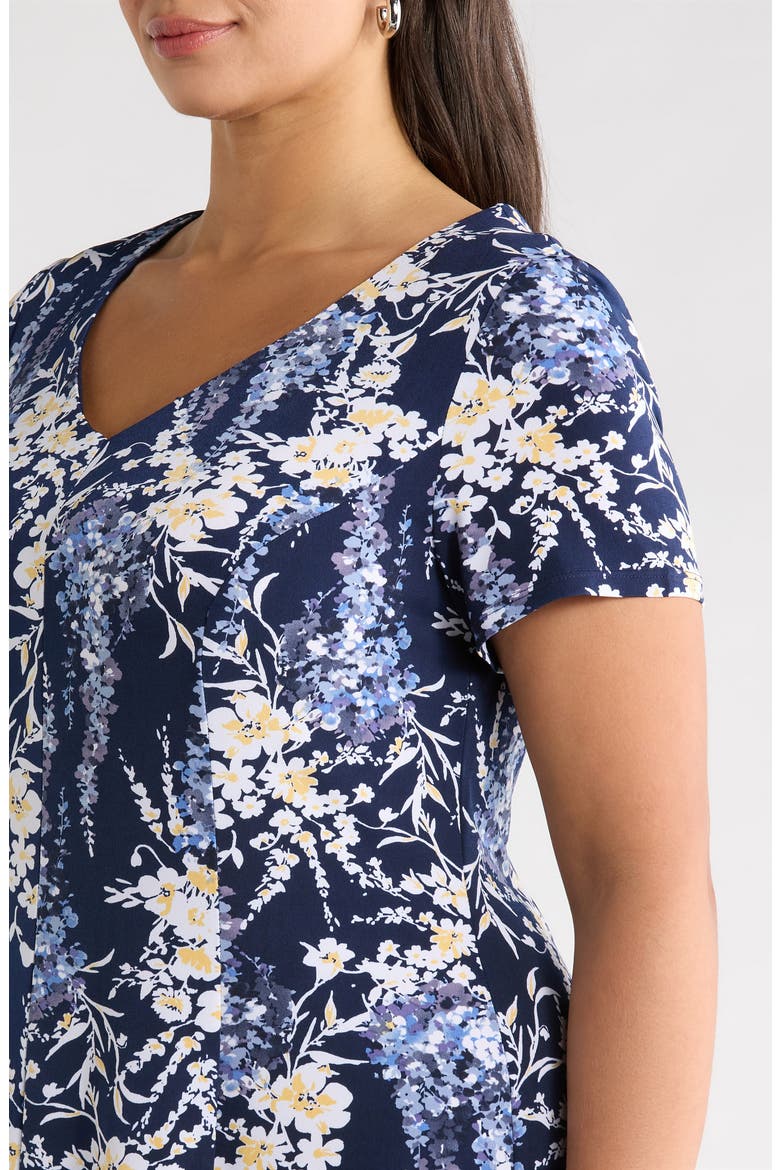 Floral Fit & Flare Dress, Alternate, color, SLATE