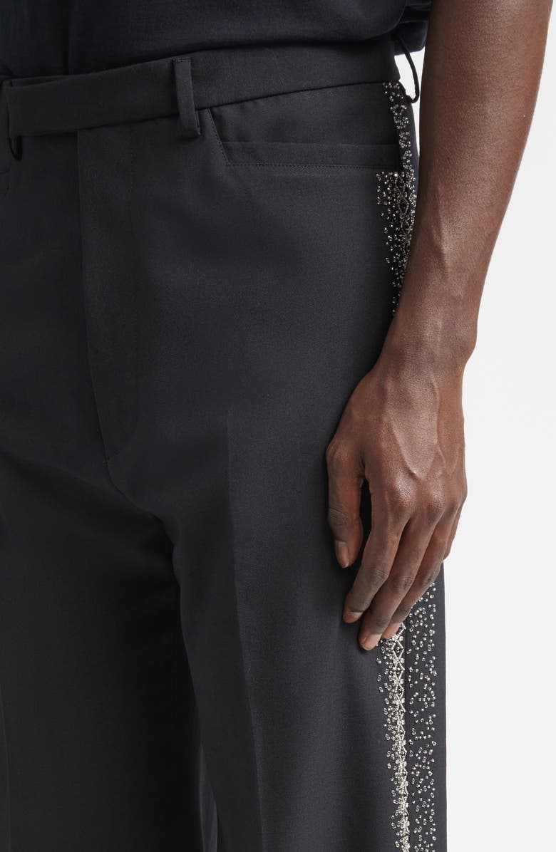 AMIRI Crystal Stripe Flare Leg Pants, Alternate, color, Black