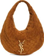 Saint Laurent Icare Quilted Suede Hobo Bag