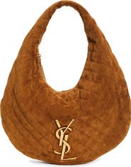 Saint Laurent Icare Quilted Suede Hobo Bag