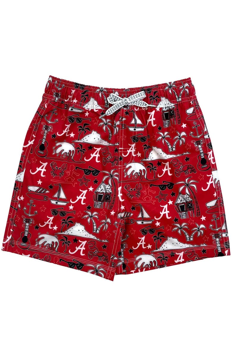 Wes & Willy Youth Wes & Willy Crimson Alabama Crimson Tide Luau Swim Trunks, Alternate, color, Crimson
