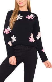 CeCe Floral Crewneck Sweater