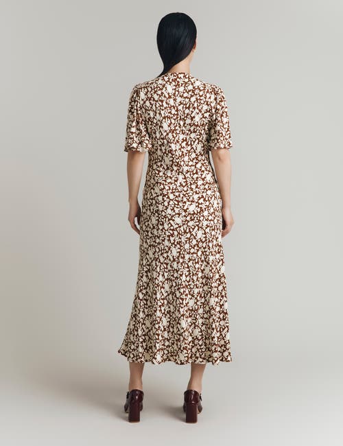 Ghost London Minnie Crepe Printed Shirred Tea Dress In Multi