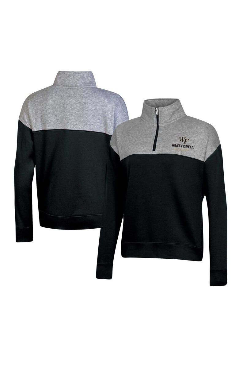 Champion Women's Champion  Black Wake Forest Demon Deacons Color-Blocked Quarter-Zip Sweatshirt, Main, color, Black