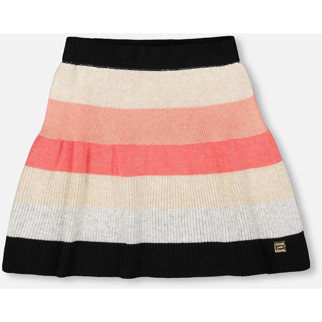 Deux Par Deux Striped Knit Skirt In Multi