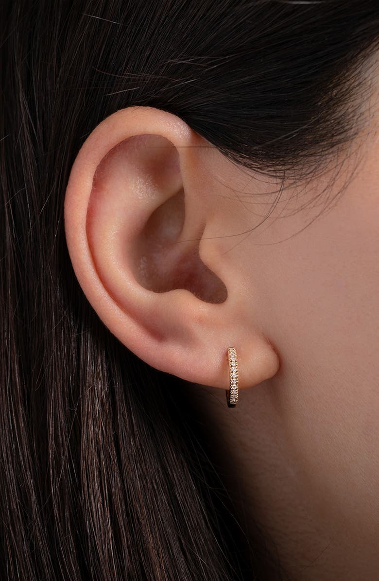 Zoe Lev Diamond Pavé Huggie Hoop Earrings, Alternate, color, Yellow Gold