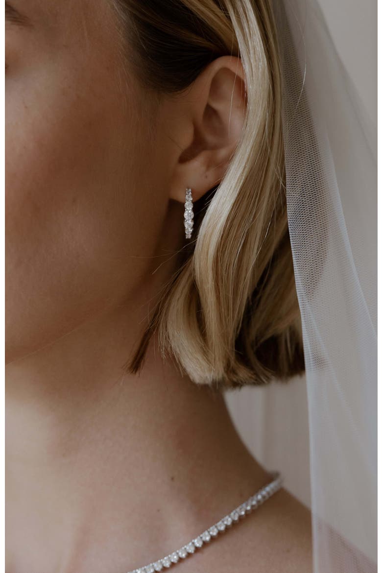 Icon Crystal Hoops, Alternate, color, Silver