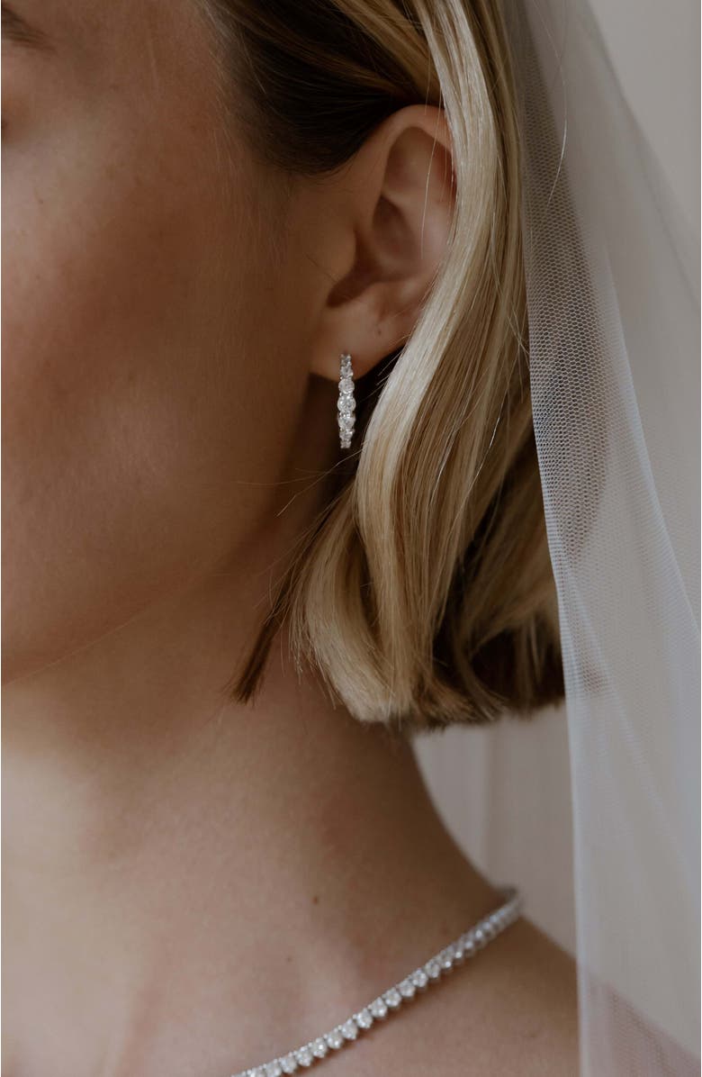 Untamed Petals Icon Crystal Hoops, Alternate, color, Silver