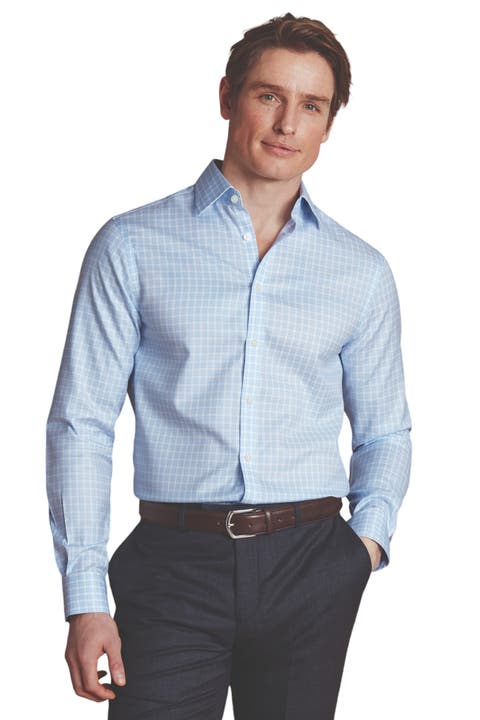 Triple Check Non-Iron Twill Slim Fit Shirt Single Cuff