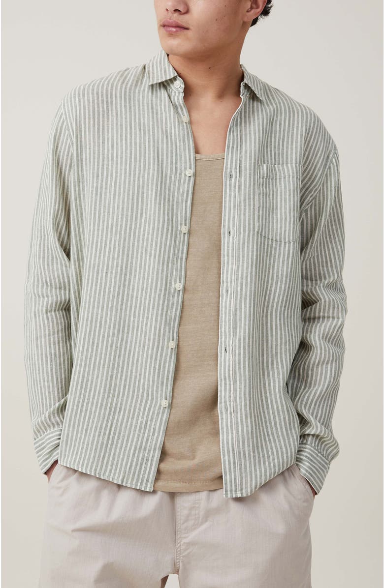 Cotton On Linen Long Sleeve Shirt, Main, color, 