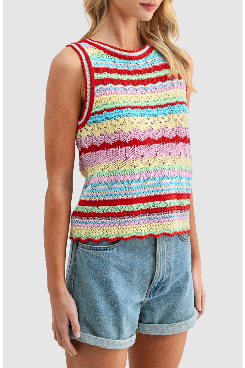 Stripe Sleeveless Knit Top, Alternate, color, RED MULTI STRIPE