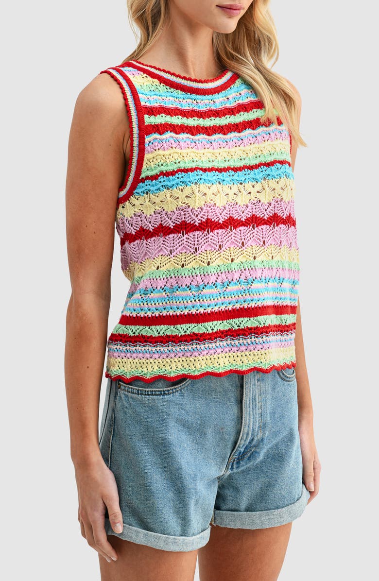 All in Favor Stripe Sleeveless Knit Top, Alternate, color, Red Multi Stripe