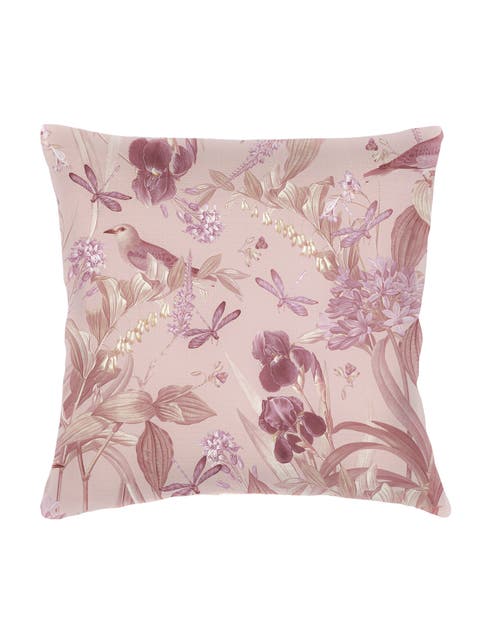 Tropical Paradise Pink Linen Euro Pillow 26x26 with Down Alternative Insert