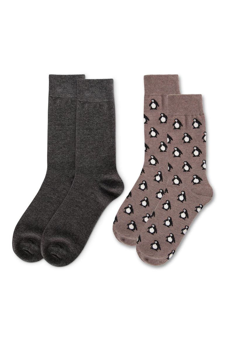 Assorted 2-Pack Crew Socks, Alternate, color, BLACK-BEIGE