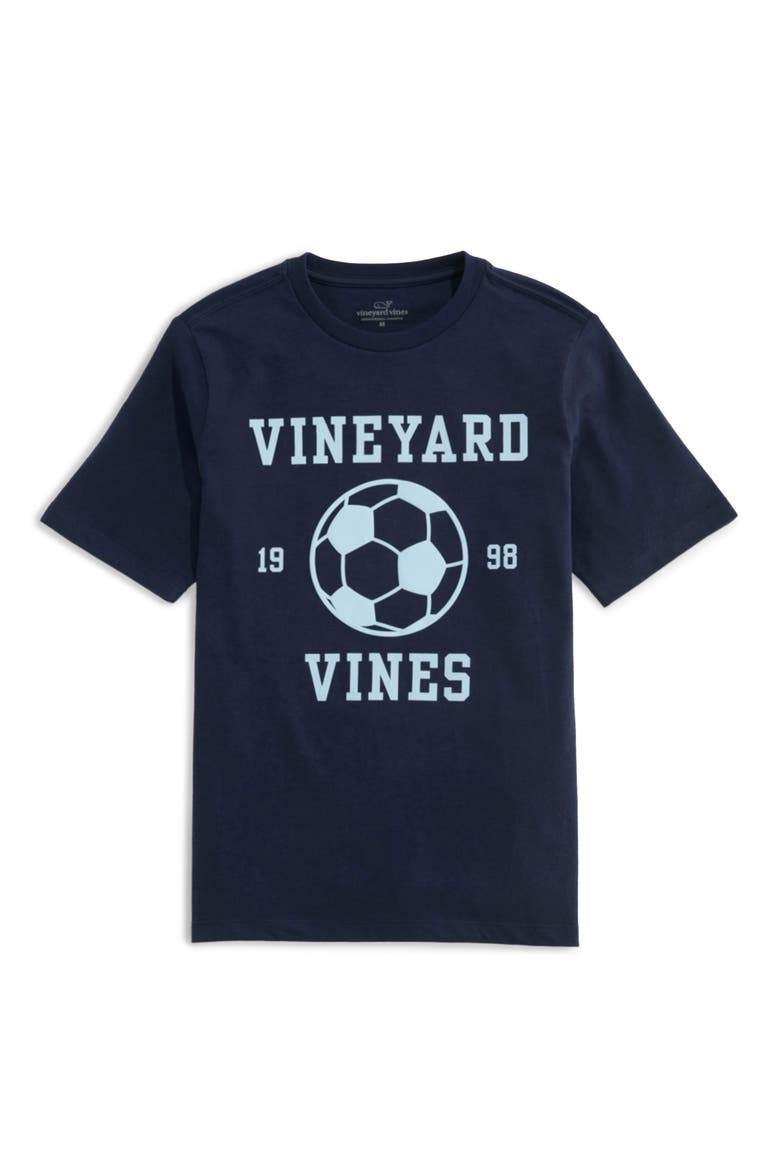 Kids' Soccer Graphic T-Shirt, Main, color, NAUTICAL NAVY