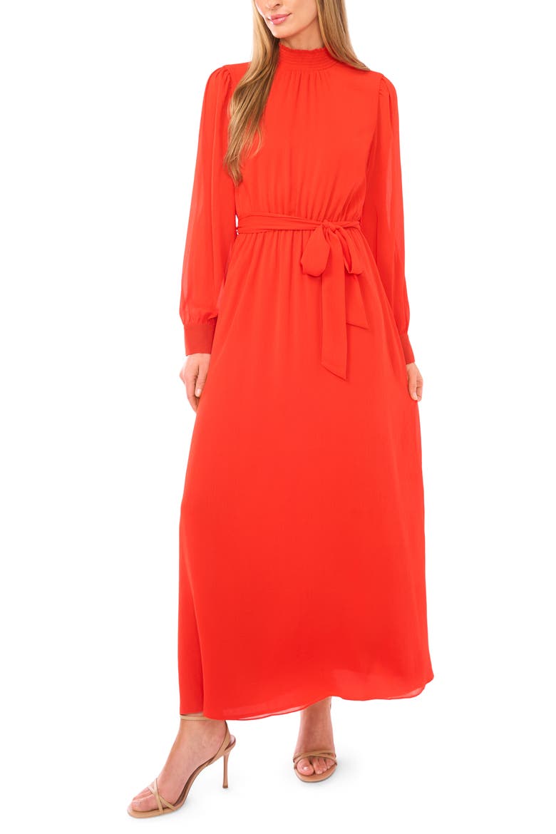 Long Sleeve Maxi Dress, Main, color, POINCIANA