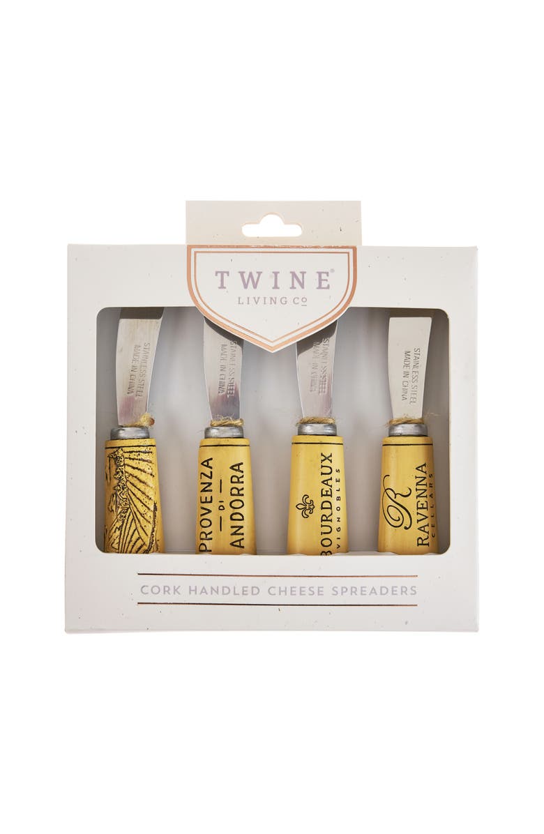 TWINE Cork Handled Cheese Spreader Set of 4, Alternate, color, Silver