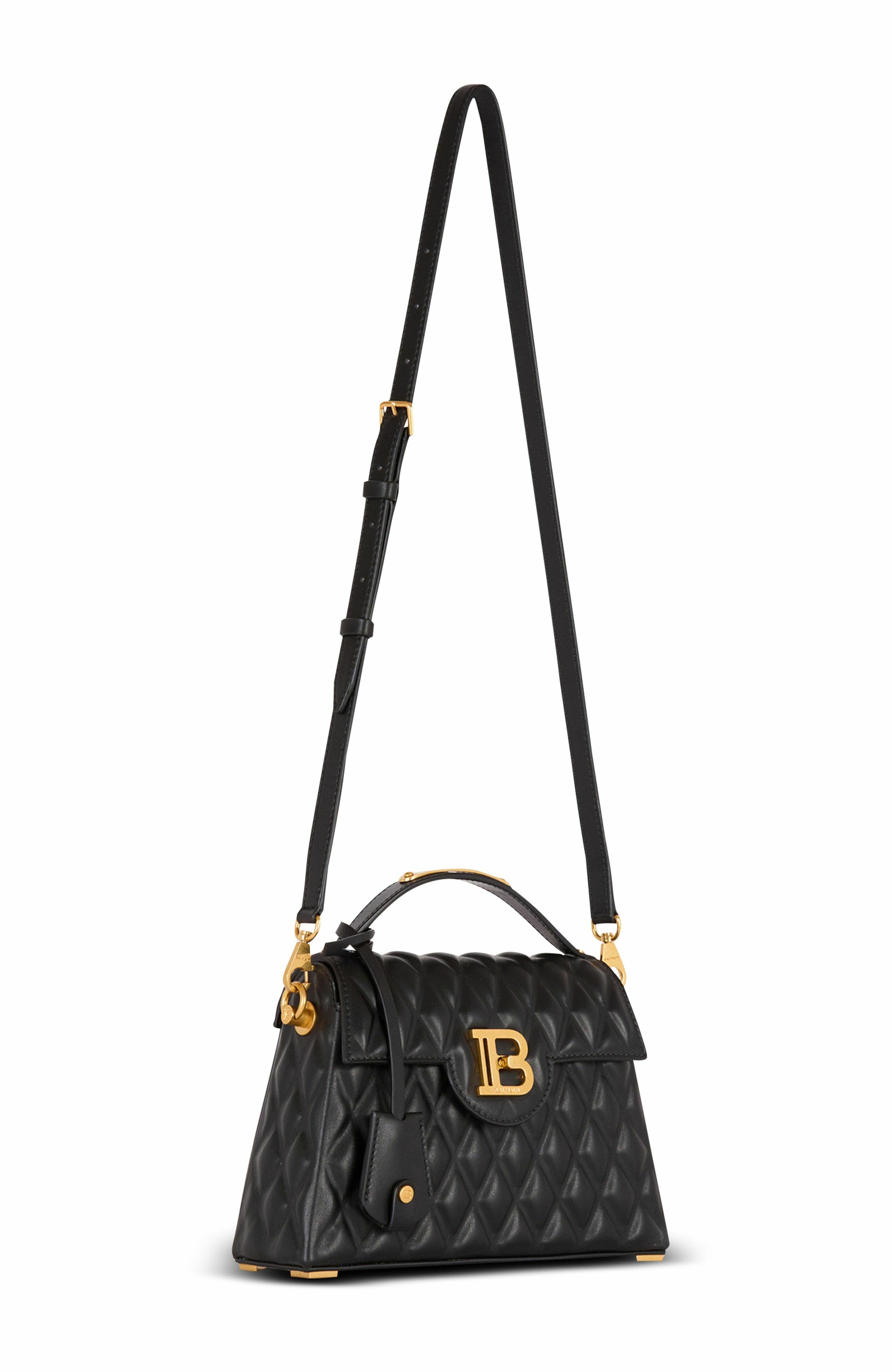 Balmain B-Buzz Dynasty Bag In Quilted Calfskin, Alternate, color, Black