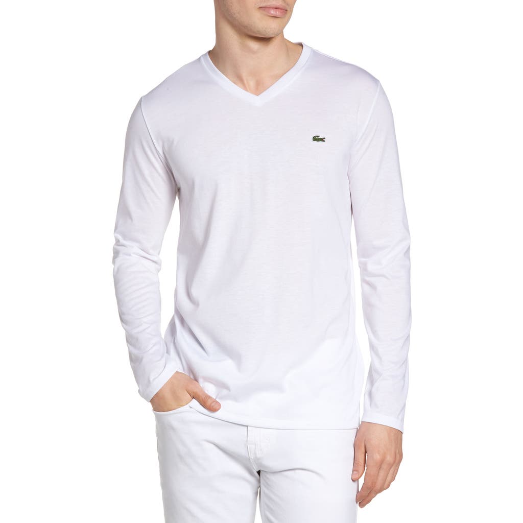 Lacoste Regular Fit Long Sleeve T-shirt In White