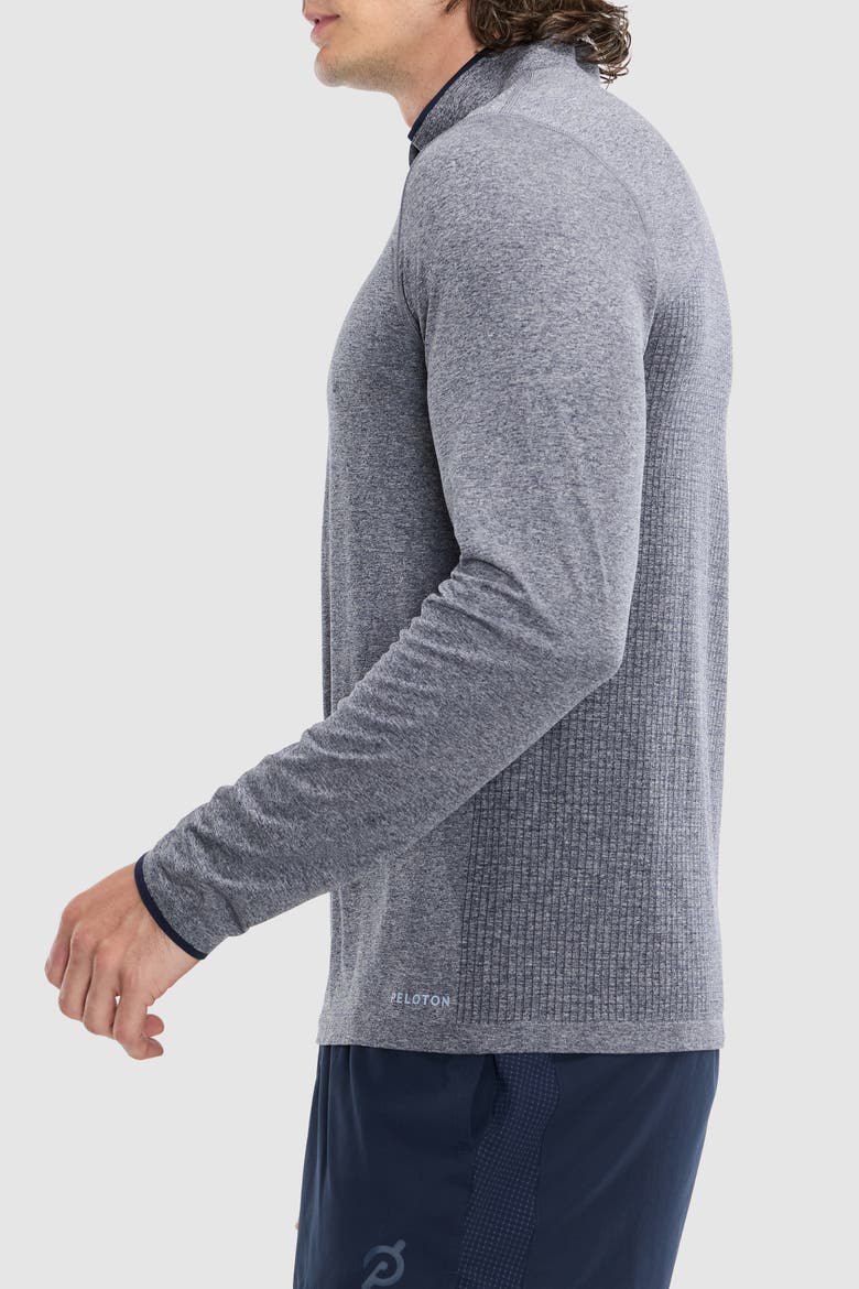Seamless Melange 1/4 Zip Long Sleeve, Alternate, color, Deep Navy