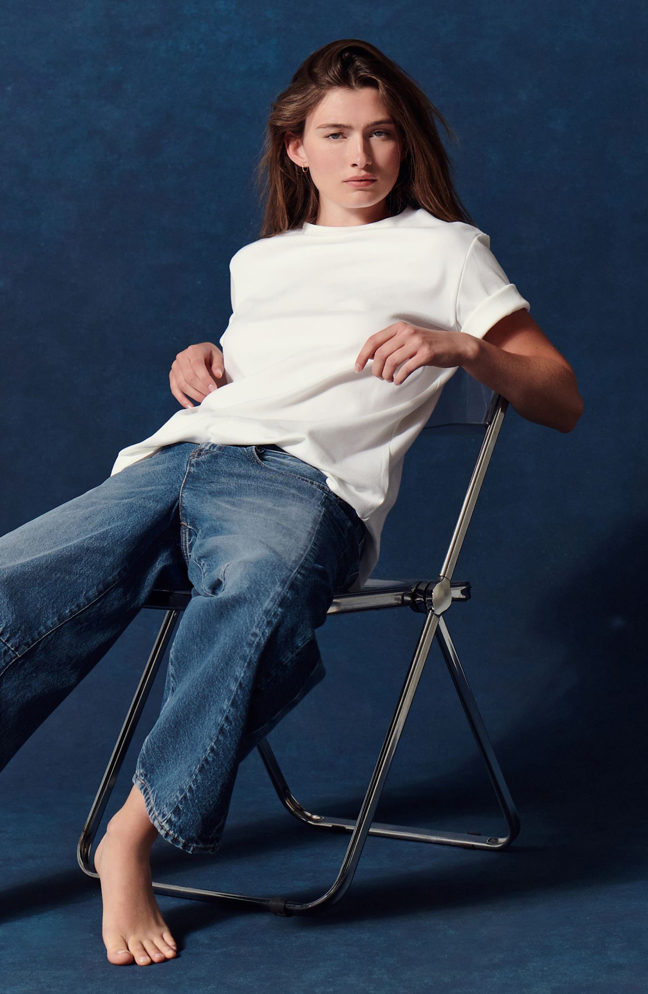 Two-Tone Barrel Leg Jeans