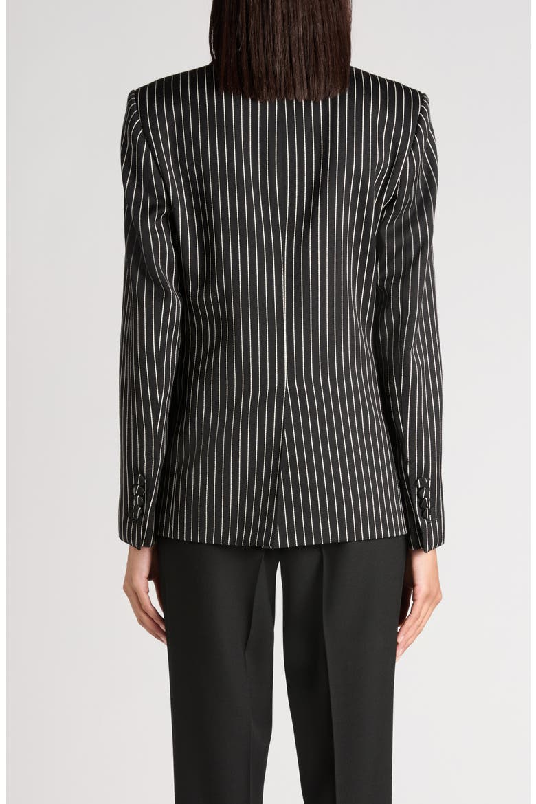 Pinstripe Wool Blend Barathea Jacket, Alternate, color, BLACK/ ECRU