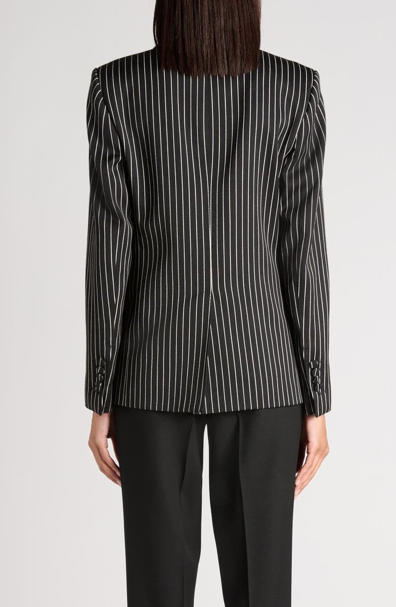 TOM FORD Pinstripe Wool Blend Barathea Jacket, Alternate, color, Black/ Ecru