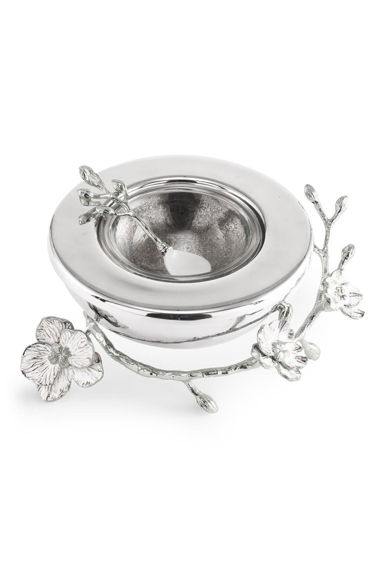 Silver Orchid Caviar Dish, Alternate, color, STEEL