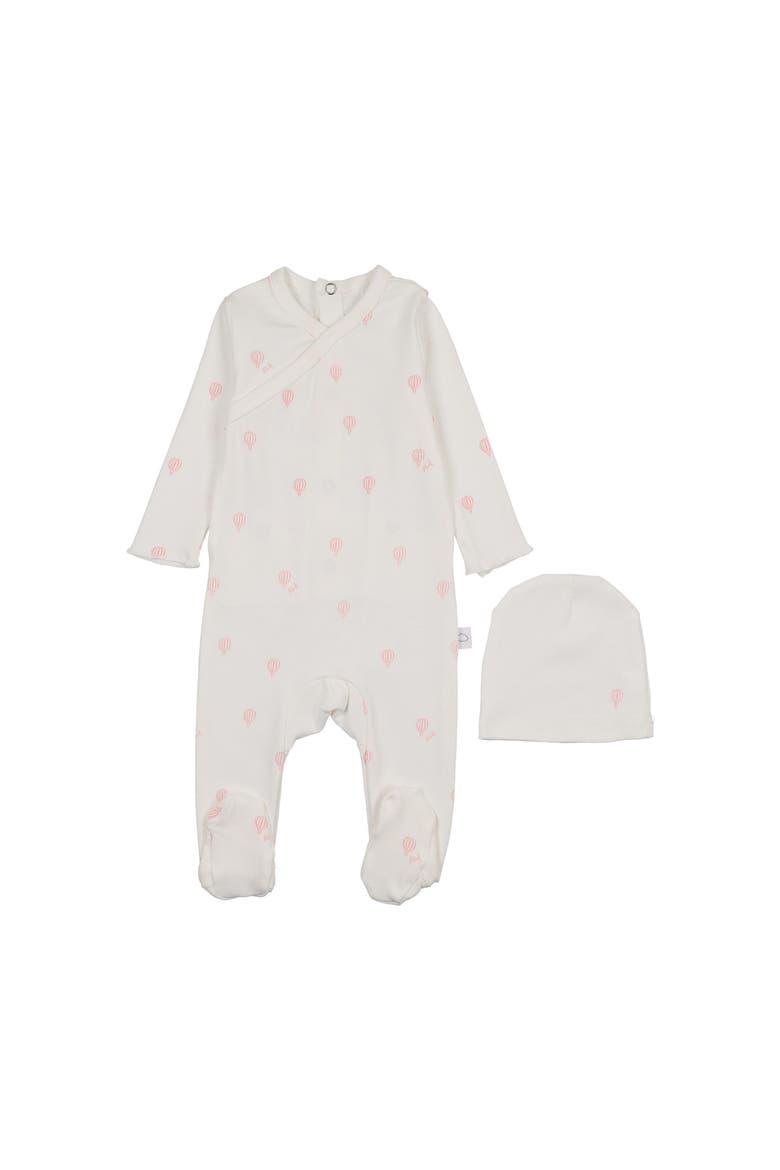Hot Air Balloon Printed Footie for Baby Girl, Main, color, White/Pink