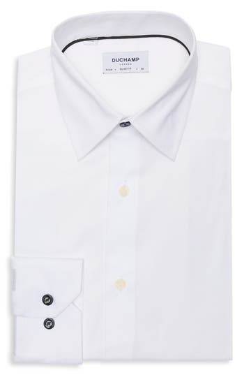 Duchamp Slim Fit Stretch Cotton Dress Shirt In White