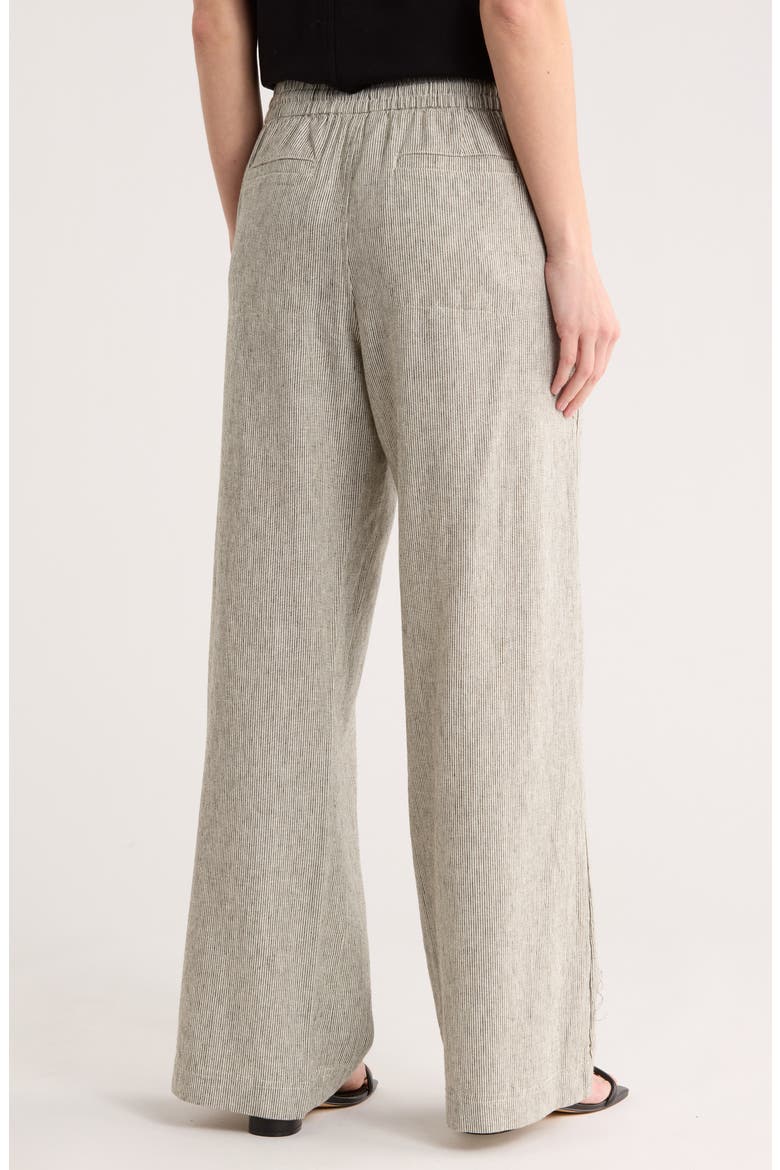 Yarn Dye Linen Blend Pants, Alternate, color, OLIVE- IVORY TICKING STRIPE
