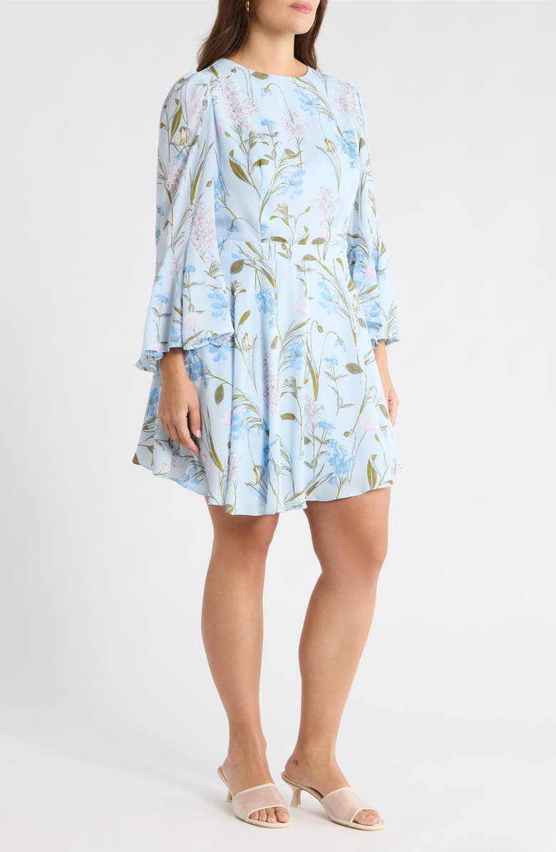 SUGARLIPS Leida Yara Floral Flare Minidress, Alternate, color, Baby-Blue