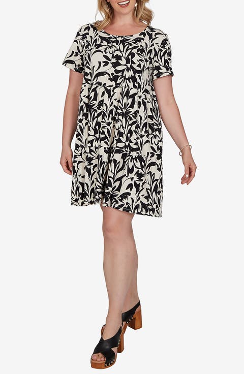 Floral Print Tiered Jersey Dress