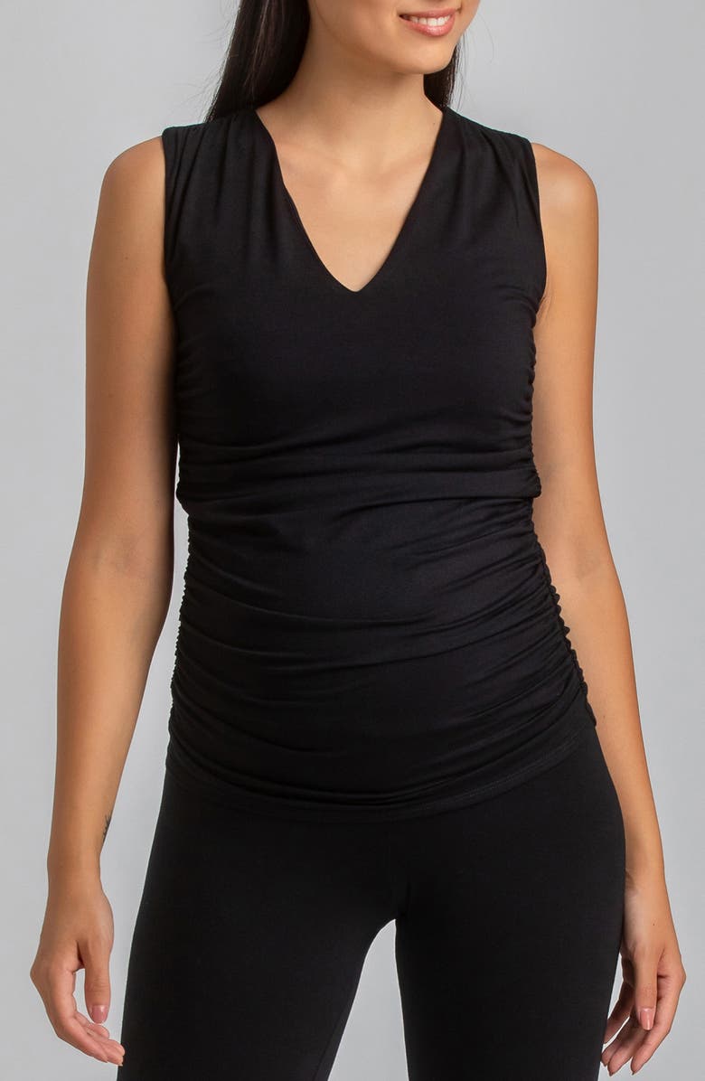 PIETRO BRUNELLI MATERNITY Ruched V-Neck Maternity Tank, Main, color, Black