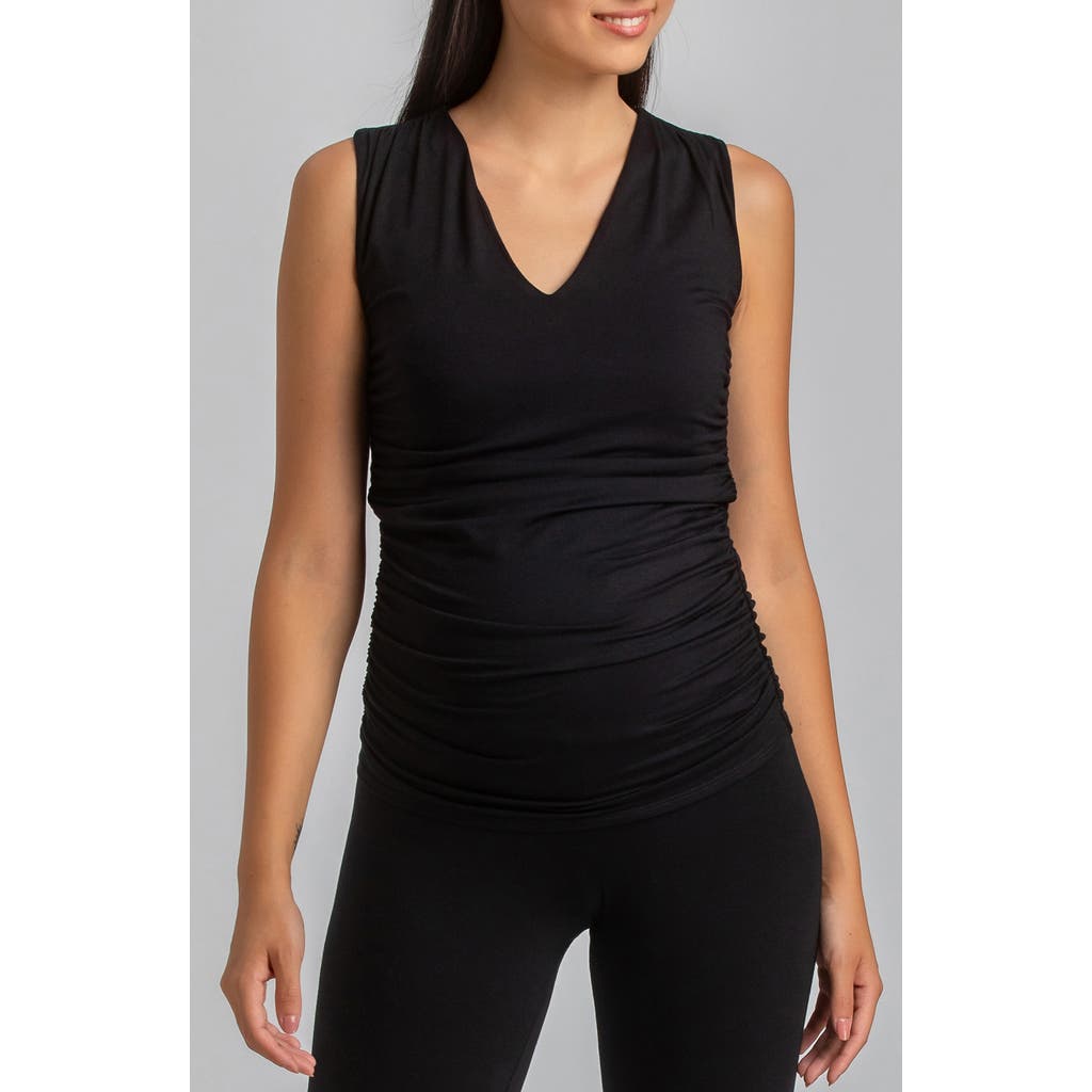 Pietro Brunelli Maternity Maternity Sleeveless Dolce Blouse With V-neck And Side Ruching In Black