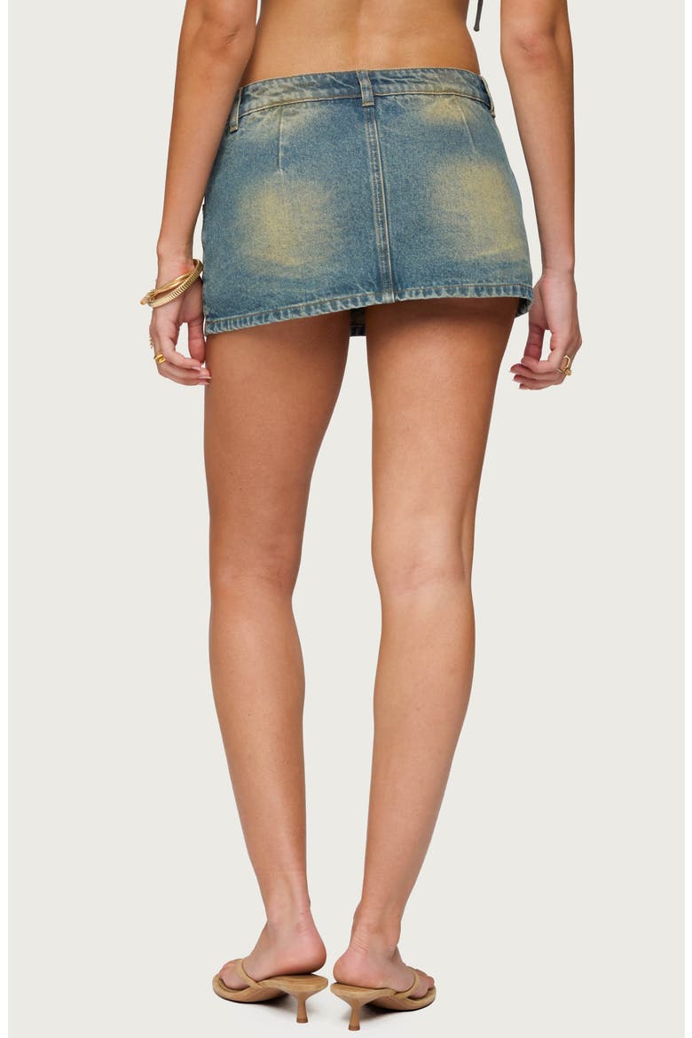 Mixed Buttons Denim Miniskort, Alternate, color, BLUE-WASHED
