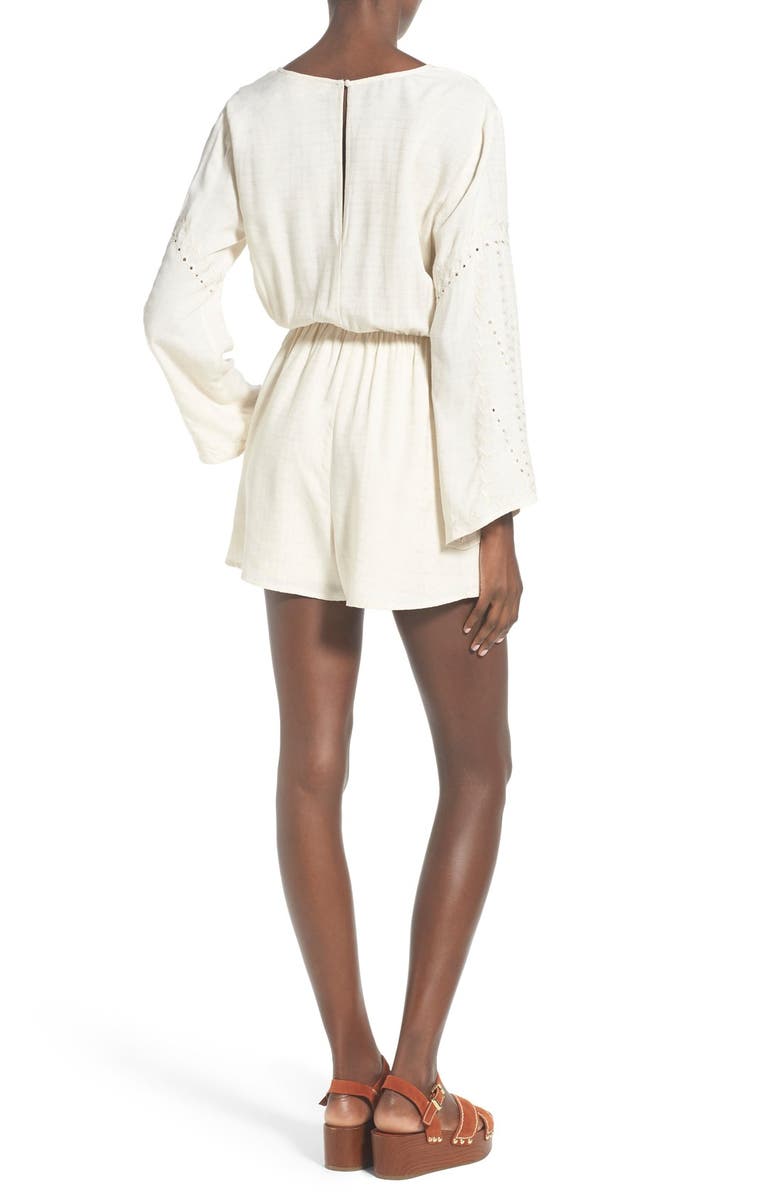 ASTR the Label ASTR Embroidered Bell Sleeve Romper, Alternate, color, 
