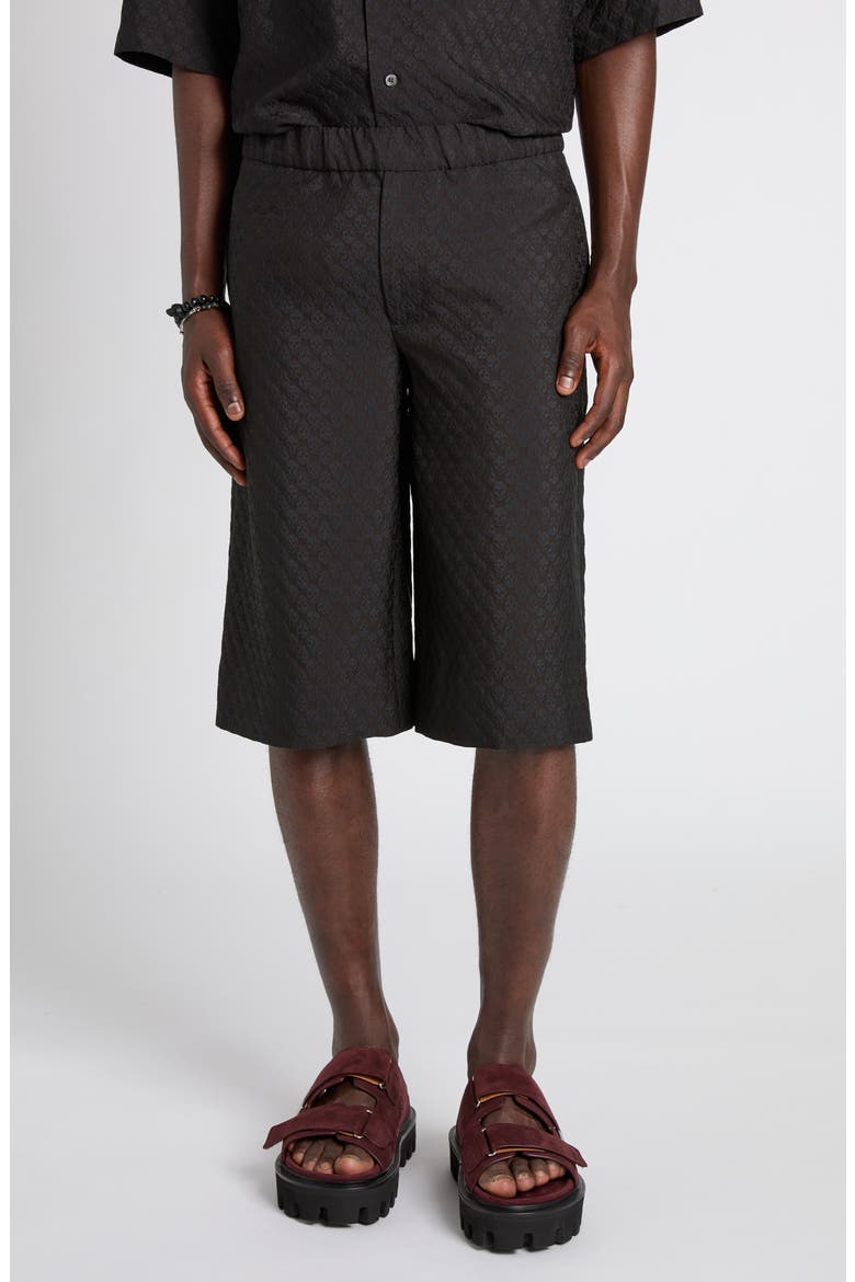 Skull Jacquard Satin Shorts, Main, color, BLACK/ BLACK